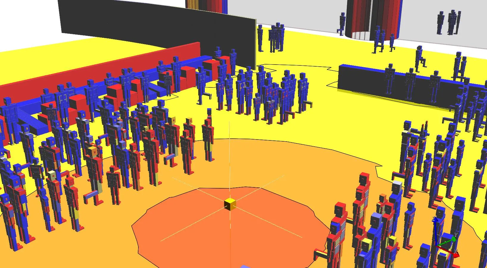 Simulation d’une explosion dans une foule : zones de blessures autour de la charge