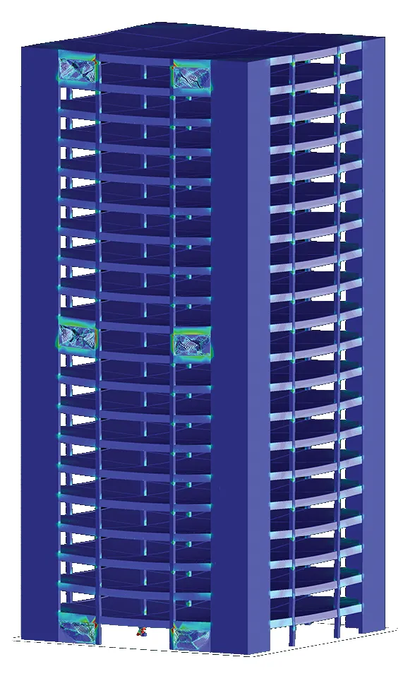 Simulation d’un immeuble de grande hauteur : contraintes dans les panneaux de façade